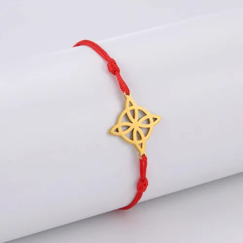 Miniatura 2 de Caiyao Pulsera para mujer, nudo de bruja celta, pulsera mágica en capas de acero inoxidable, dije de brujería, pulsera mística de doble cuerda