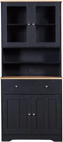 Miniatura 5 de RuiSiSi Gabinetes negros de despensa para almacenamiento de cocina con puertas armarios de bufé independientes despensas de cocina de granja