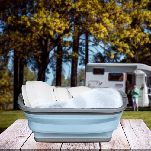 Miniatura 4 de Paquete de 2 fregaderos plegables con 2.25 galones / 8.5L cada uno, tina plegable para lavar platos, camping, senderismo y hogar, lavabo portátil