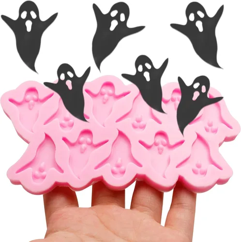 Miniatura 7 de Moldes de silicona fantasma para Halloween, 3 paquetes de moldes de fondant de murciélago para fiesta de Halloween, decoración de cupcakes, molde