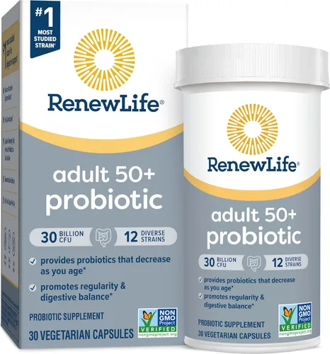 Renew Life –Última flora para adultos 50 + Suplemento Probiótico de 30 mil millones, 90 unidades (Ex fórmula senior), 631257595607, 30, 1, 1