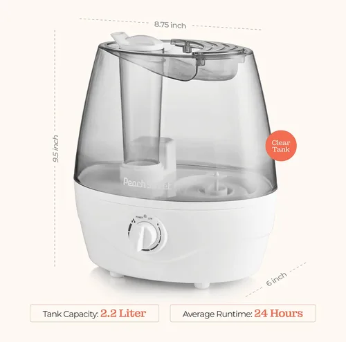 Miniatura 7 de Humidificadores de Niebla Fría para Dormitorio - Depósito de Agua de 2.2L, para Bebé, Oficina, Vaporizador de Aire Ultrasónico Silencioso, Nivel