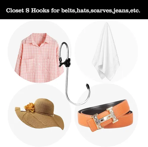 Miniatura 7 de GEZIDEA Ganchos en S para colgar bolsos, bolsos, ropa, bolsos, sombreros, paquete de 10 (grande y 90 grados)