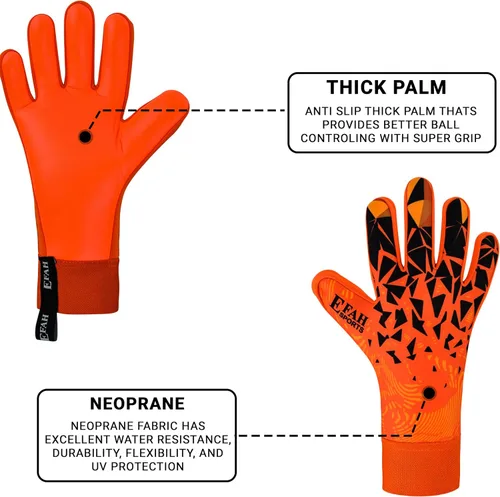Miniatura 4 de Guantes de portero de fútbol para niños, jóvenes y adultos profesionales con palmas de protección y agarre reforzado Naranja