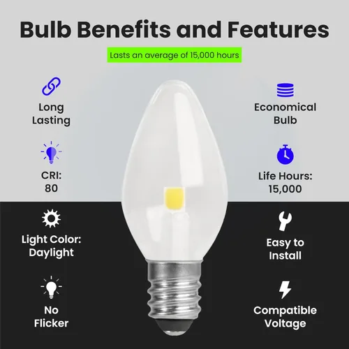 Miniatura 5 de Feit Electric BP7C7/850/LED/4 0.6W 7W equivalente a 30 lúmenes base de candelabro LED C7 bombilla nocturna, 2.1 pulgadas de alto x 0.9 pulgadas