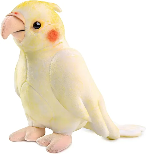 Tiny Heart Cockatiel - Juguete de peluche amarillo de 7 pulgadas, súper suave, realista, loro de peluche, lindo animal de peluche para niños,