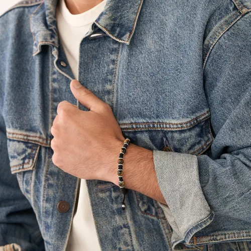 Miniatura 4 de Fossil - Brazalete de acero inoxidable y cuentas para hombre