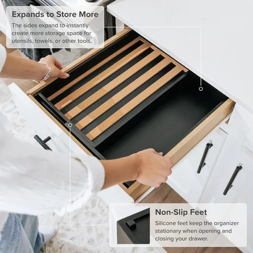 Miniatura 5 de KitchenEdge Organizador de cajones de especias con almacenamiento expandible. Capacidad para hasta 15 tarros de especias (no incluidos), patas