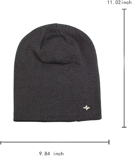 Miniatura 3 de Gorro unisex de lana de punto Sky Madrid con forro polar frío para hombre, gorro negro