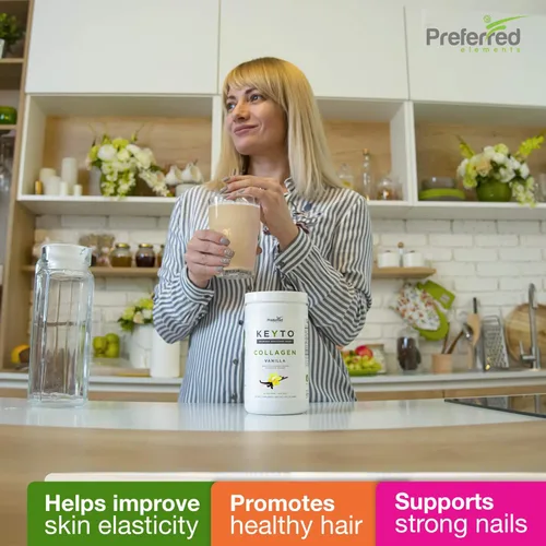 Miniatura 3 de Proteína en polvo de colágeno cetogénico con aceite MCT – Proteína en polvo de colágeno Keto y Paleo, apta para dieta baja en carbohidratos