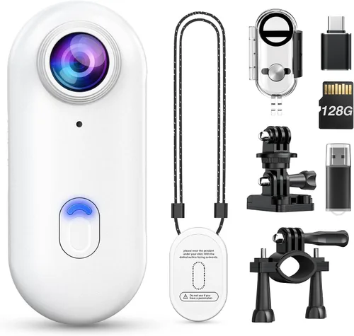 Miniatura 10 de Z10 - Cámara de acción 4K, cámara deportiva portátil de 256GB con estuche impermeable, clip magnético y accesorios de montaje rápido, cámara