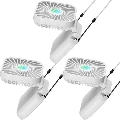Miniatura 9 de Hortsun 3 piezas de ventilador portátil de collar a granel, mini ventilador de mano personal recargable por USB, pequeños regalos de refrigeración