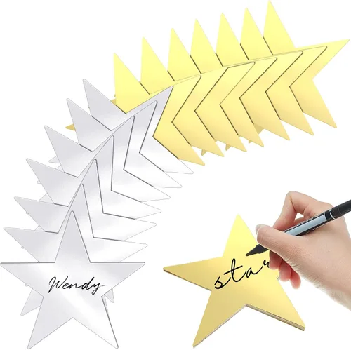 Miniatura 8 de Leinuosen 80 Piezas de Recortes de Estrellas de Purpurina, Estrellas de Cartón de Papel Impresas Dobles, Decoraciones para Tablón de Anuncios, Pared
