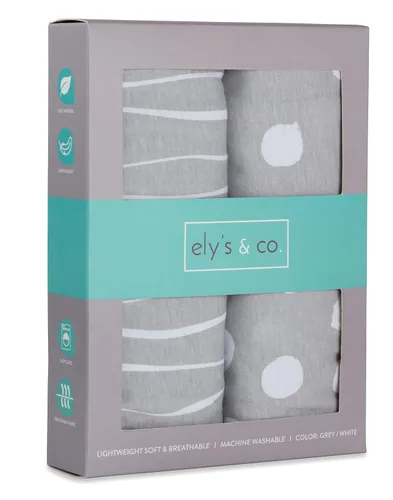 Miniatura 4 de Ely's & Co - Juego de fundas para cambiador, 2 unidades, 100% algodón de jersey, rayas y puntos abstractos, color gris Gris Resumen