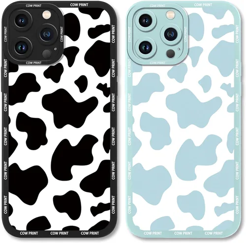 Miniatura 30 de Paquete de 2 bonitas fundas de teléfono para Apple iPhone 13 de 6.1 pulgadas, funda protectora de silicona con estampado de vaca a la moda, delgada