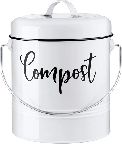 Miniatura 9 de DAYYET Contenedor de compost, 1.3 galones de cocina de granja para encimera de compost, cubo de abono para encimera interior con tapa y filtros