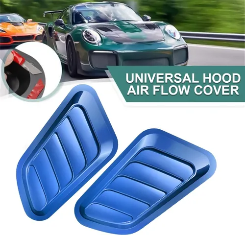 Miniatura 3 de Ventilaciones de capó de coche Blilo, 2 piezas de ventilaciones de aire universales para capó de coche, cubierta de entrada de aire de capó azul