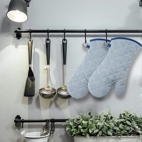 Miniatura 8 de 1 par de guantes de horno teñidos de hilo 100% algodón, resistentes al calor, guantes de 470 grados, para hombres y mujeres, para cocinar, hornear