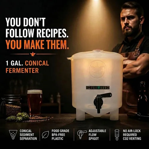 Miniatura 2 de Kit de cerveza premium con botellas: fermentador cónico elimina los sedimentos y hace una cerveza casera de gran sabor - Recetas Pilsner, Stout e