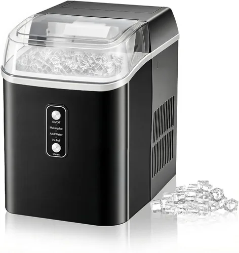 Miniatura 11 de DUMOS Máquina de hielo para encimera con asa, máquina de hielo portátil de 26 libras/24 horas, 9 cubos de bala listos en 6 minutos, autolimpiante