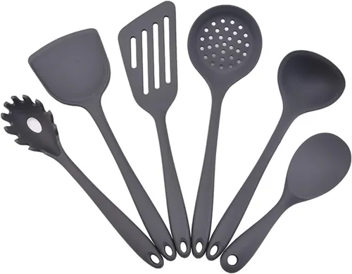 Miniatura 5 de Juego de 6 utensilios de cocina de silicona, utensilios de cocina de silicona, resistentes al calor, alta resistencia al calor hasta 480 °F, diseño