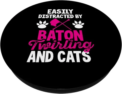 Miniatura 2 de Fácilmente distraído por Baton Twirling and Cats Majorette Twirl PopSockets intercambiables PopGrip