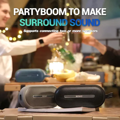 Miniatura 6 de SOWO Altavoz inalámbrico portátil con Bluetooth, graves inmersivos mejorados, tecnología Partyboom, sonido estéreo claro de 40 W, IP67 impermeable