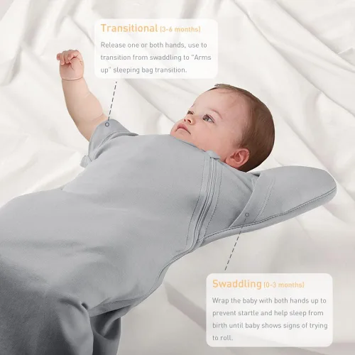 Miniatura 3 de Mantas para envolver de 3 vías con brazos levantados, saco de dormir con las manos arriba, saco de dormir fácil de cambiar pañales para bebés, niños