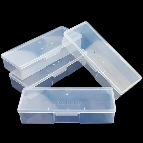 Lokyango Caja de herramientas de manicura transparente, caja de almacenamiento personal para uñas, caja de almacenamiento para organizar, caja de