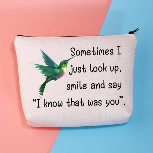 Miniatura 6 de BDPWSS Bolsa de maquillaje para colibrí, regalo conmemorativo de colibrí, Sometimes I Just Look Up Smile And Say I Know That Was You Gift, Ese era