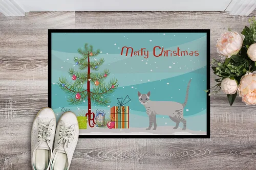Miniatura 3 de Caroline's Treasures CK4667JMAT Ojos Azules Cat Merry Christmas Felpudo de 24 x 36 pulgadas, tapete para puerta delantera, para interiores