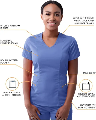 Miniatura 3 de Adar Pro - Conjunto moderno de ropa quirúrgica atlética para mujer, Camiseta quirúrgica moderna con cuello en V y pantalones quirúrgicos de yoga