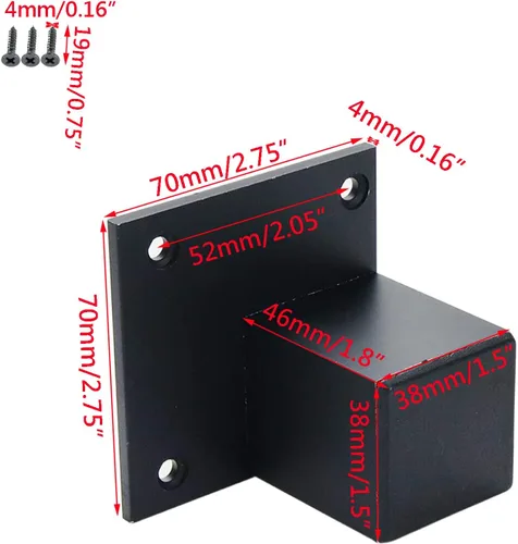 Miniatura 5 de Wealrit 4 patas de metal para muebles, patas de gabinete de tubo cuadrado de 2 pulgadas de alto, patas de soporte de mesa, patas de nivelación