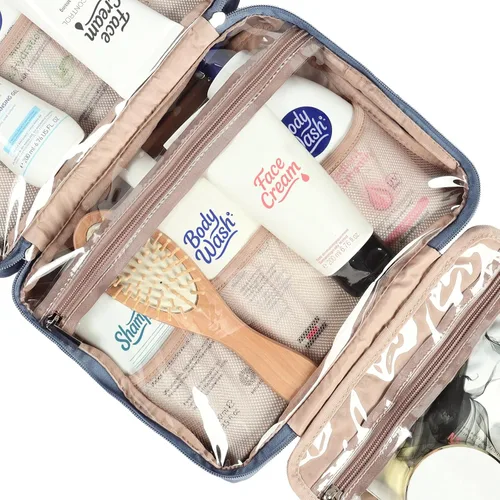 Miniatura 5 de NISHEL - Neceser de aseo colgante para viaje, organizador de maquillaje, estuche de maquillaje para accesorios de viaje, baño, ducha, Aegean-Blue