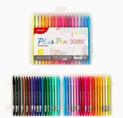Miniatura 2 de MONAMI Plus Pen 3000 bolígrafos de punta de fieltro, punta fina (0.016 in), para colorear, dibujar/diario, colores surtidos, paquete de 24