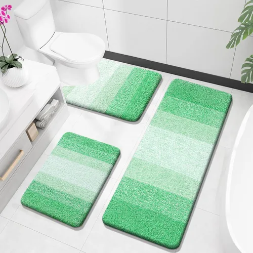 Miniatura 57 de OLANLY Juego de alfombras de baño de 3 piezas, alfombras de baño de microfibra suave y absorbente y alfombra de inodoro de contorno en forma de U