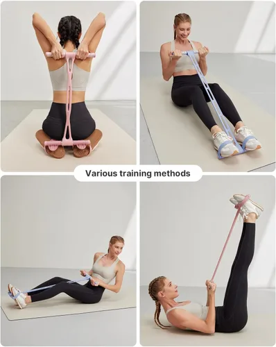 Miniatura 6 de YOTTOY Banda de resistencia al pedal, cuerda de tensión elástica gruesa con asas, cuerda de tracción para sentarse, equipo de fitness para piernas