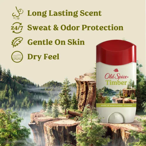 Miniatura 2 de Desodorante antitranspirante Old Spice de sensación seca para hombres, frescura 24/7, protección contra el sudor y el mal olor 24/7, suave