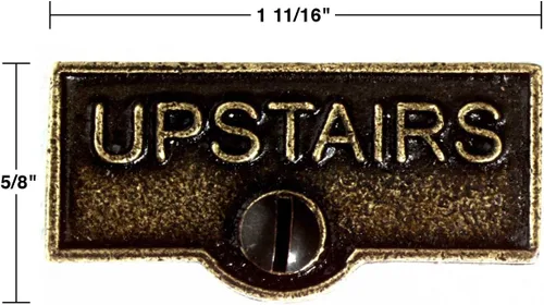 Miniatura 2 de Placa de interruptor de suministro para renovadores, placa de pared con acabado de latón "UPSTAIRS" Latón antiguo
