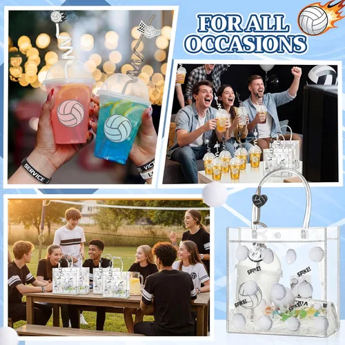 Miniatura 7 de Yungyan 87 piezas de regalos de fiesta de voleibol, 12 juegos de suministros de fiesta de cumpleaños deportivos, bolsas de regalo, incluyendo bolsa