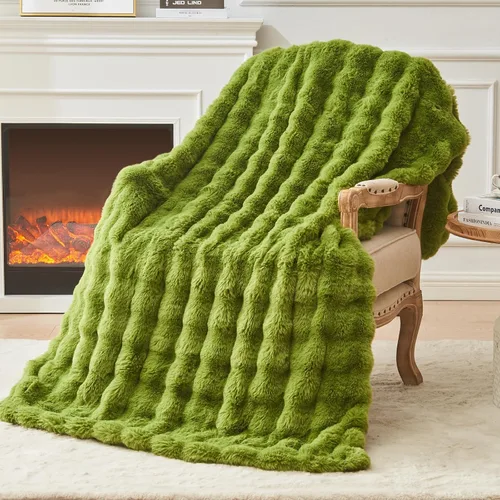 Miniatura 27 de EMME Manta de Forro Polar Sherpa Suave Reversible de Felpa Esponjosa Grande, Manta Bohemia Decorativa Cálida y Ligera para Sofá, Sillón, Dormitorio