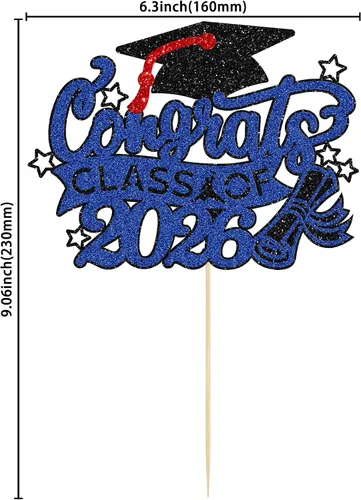 Miniatura 2 de Gyufise 1 paquete de decoración de pastel de graduación 2025 con purpurina de felicitaciones clase de 2025, decoración de pastel de diploma 2025
