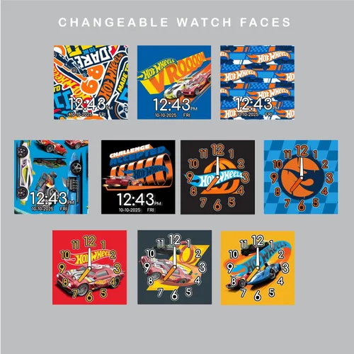 Miniatura 4 de Accutime Hot Wheels - Reloj inteligente con pantalla táctil de aprendizaje educativo azul para niños, niñas, unisex, cámara selfie, alarma
