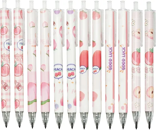 Maydahui 12 lápices eternos de durazno de 0.020 in, retráctiles, sin tinta, tecnología duradera, lápices mágicos para escuela, oficina, escritura,