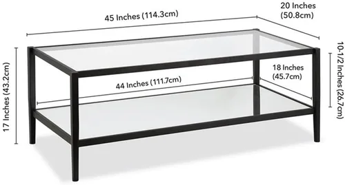 Miniatura 3 de Mesa de centro rectangular moderna en negro y bronce con estante de espejo