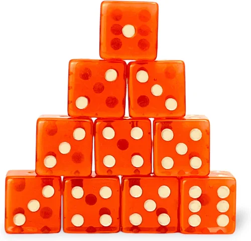 Miniatura 9 de Luck Lab Paquete de 10 dados de 19 mm - Dados D6 acrílicos y translúcidos, cuadrados con bordes redondeados para casino, craps, juegos de mesa RPG