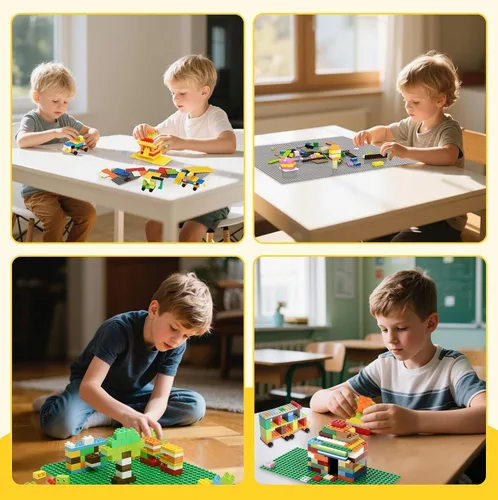 Miniatura 5 de Lekebaby - Placas base clásicas para construcción de ladrillos 100% compatibles con las principales marcas de placas base de 10 x 10 pulgadas, edad