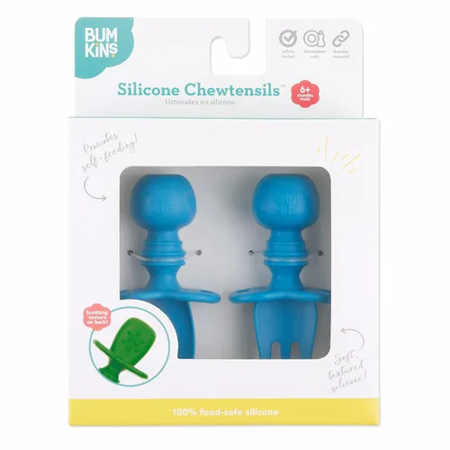 Miniatura 7 de Bumkins Juego de utensilios para bebés, Chewtensils cucharas de silicona para mojar, autoalimentación, destete dirigido por el bebé, aprendizaje