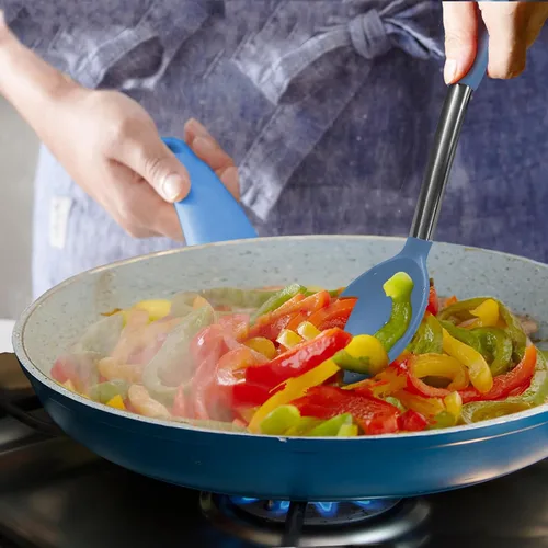 Miniatura 7 de Espátula de silicona y cuchara de cocina, paquete de 5 utensilios de cocina antiadherentes para la cocina, espátulas y cucharas sólidas y ranuradas