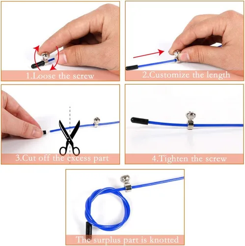 Miniatura 3 de Cuerda de saltar de velocidad ajustable con mango de aleación de aluminio y rodamiento de bolas, cuerda de ejercicio sin enredos para ejercicio